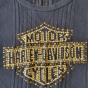 Harley-Davidson Black Tee with Gold Studs